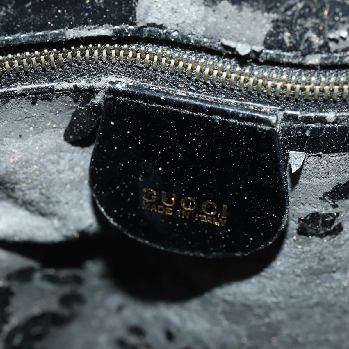 GUCCI Tote Bag Patent leather Black Gold 002 1046 0407 Auth BAZ151