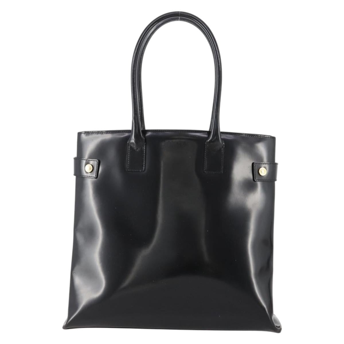 GUCCI Tote Bag Patent leather Black Gold 002 1046 0407 Auth BAZ151