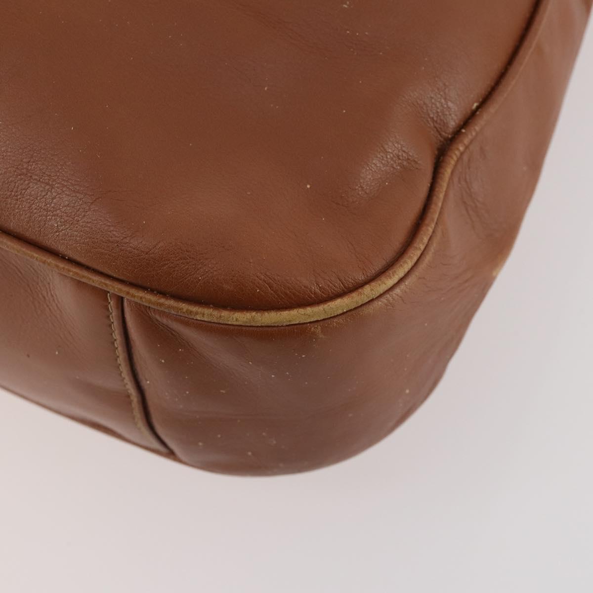 GUCCI Bamboo Shoulder Bag Leather 2way Brown Gold Auth BAZ155