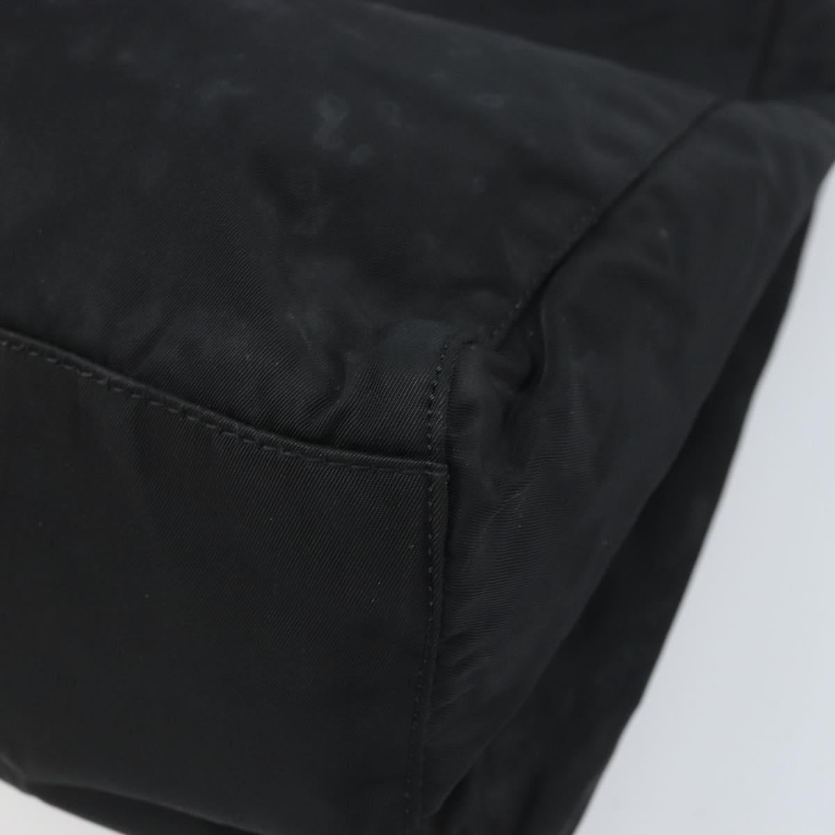 PRADA Hand Bag Nylon Black Silver Auth BAZ160
