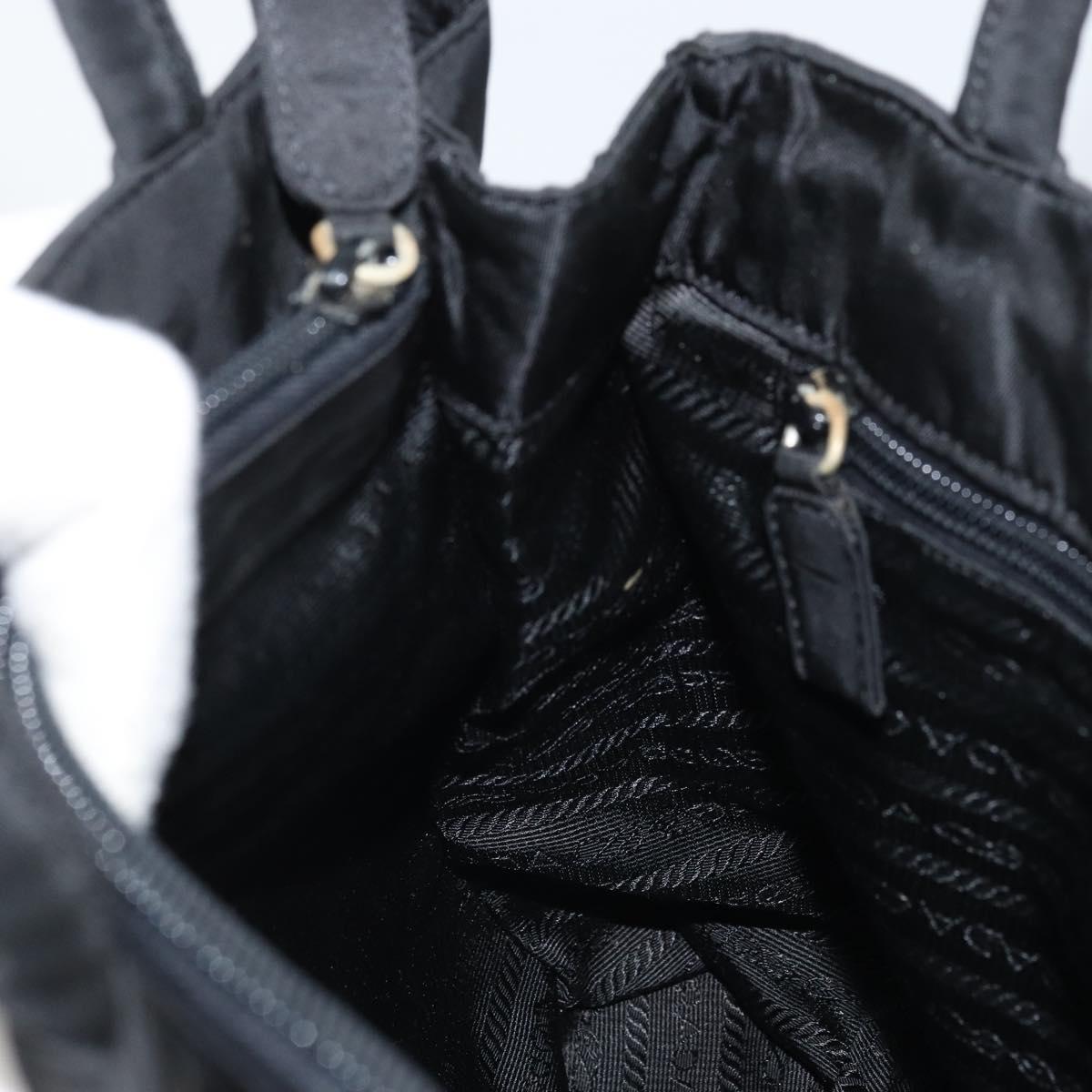 PRADA Hand Bag Nylon Black Silver Auth BAZ160