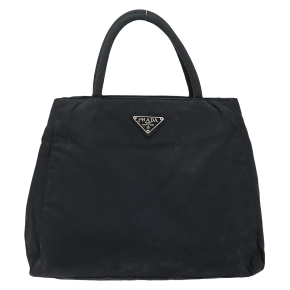 PRADA Hand Bag Nylon Black Silver Auth BAZ160