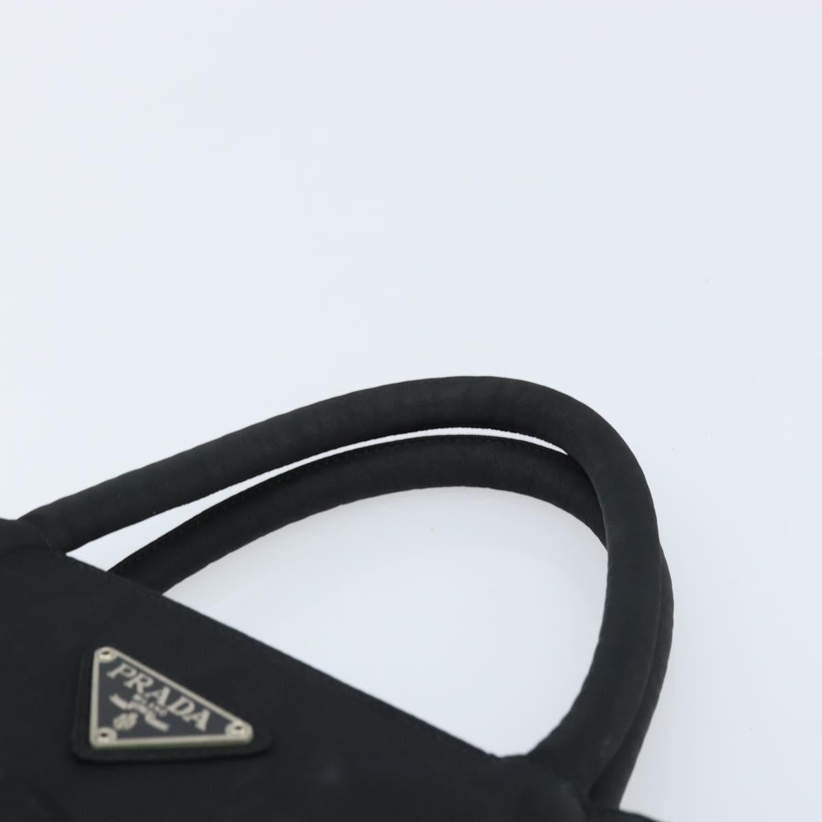 PRADA Hand Bag Nylon Black Silver Auth BAZ160