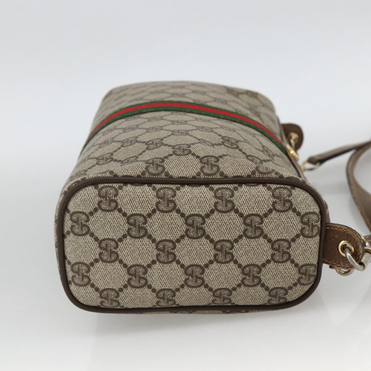 GUCCI GG Supreme Web Sherry Line Bag PVC Beige Gold 378 02 017 Auth BAZ162