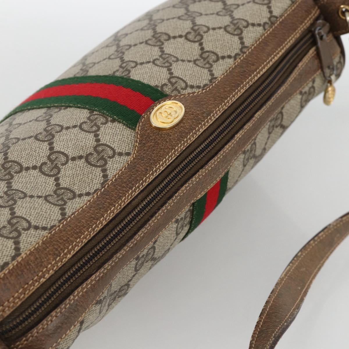 GUCCI GG Supreme Web Sherry Line Bag PVC Beige Gold 378 02 017 Auth BAZ162