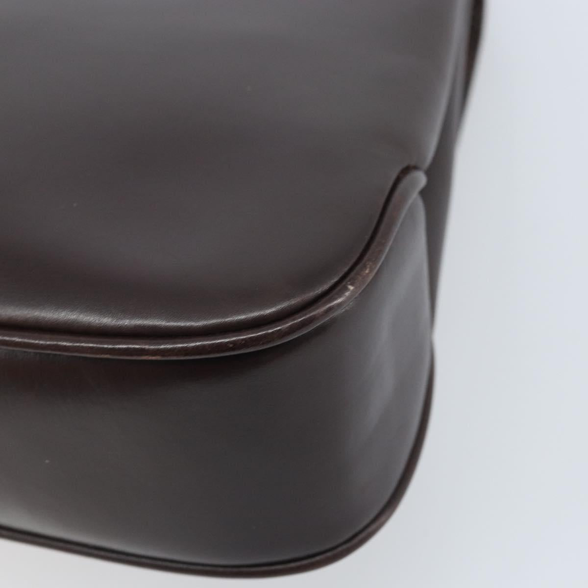GUCCI Hand Bag Leather Brown Gold Auth BAZ167