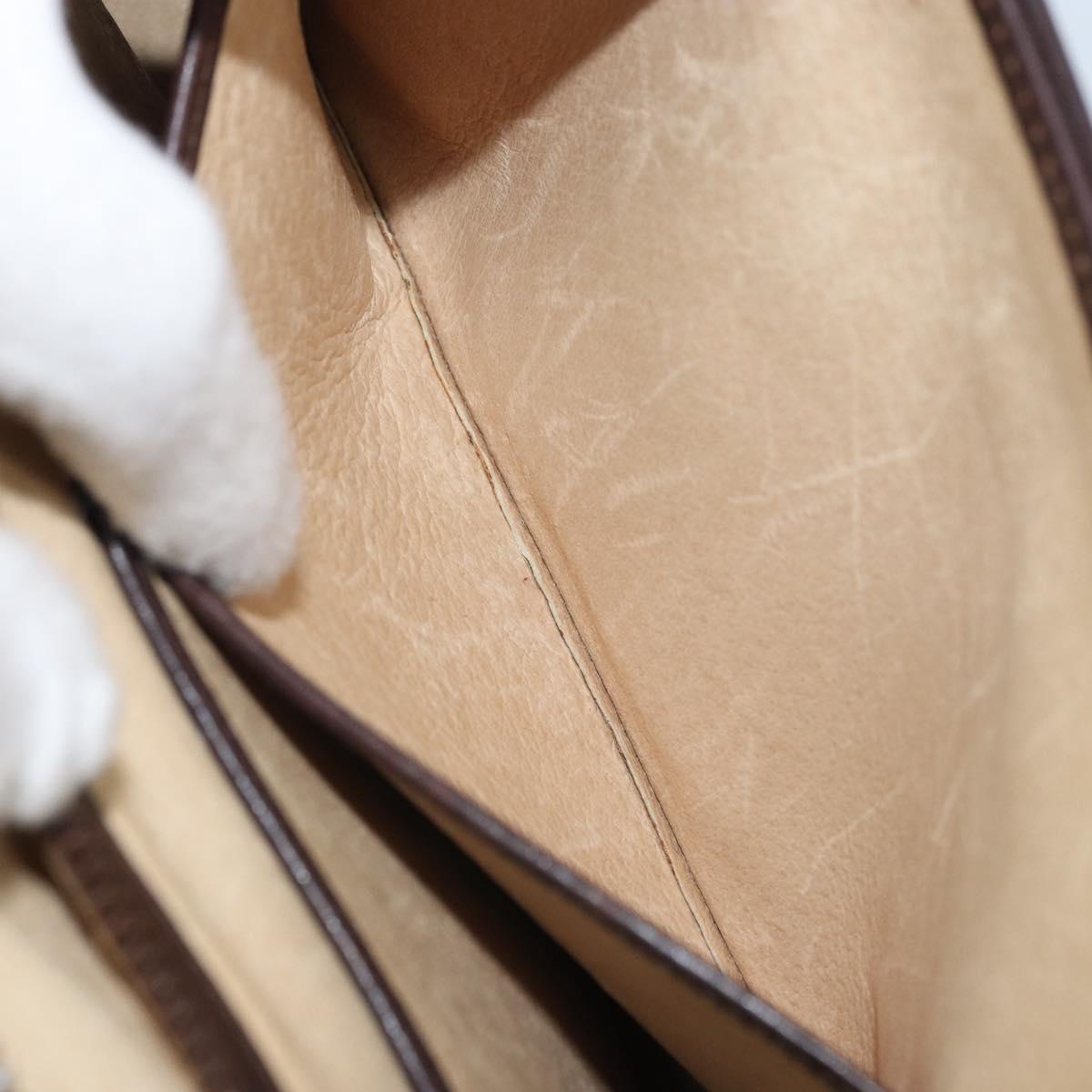 GUCCI Hand Bag Leather Brown Gold Auth BAZ167