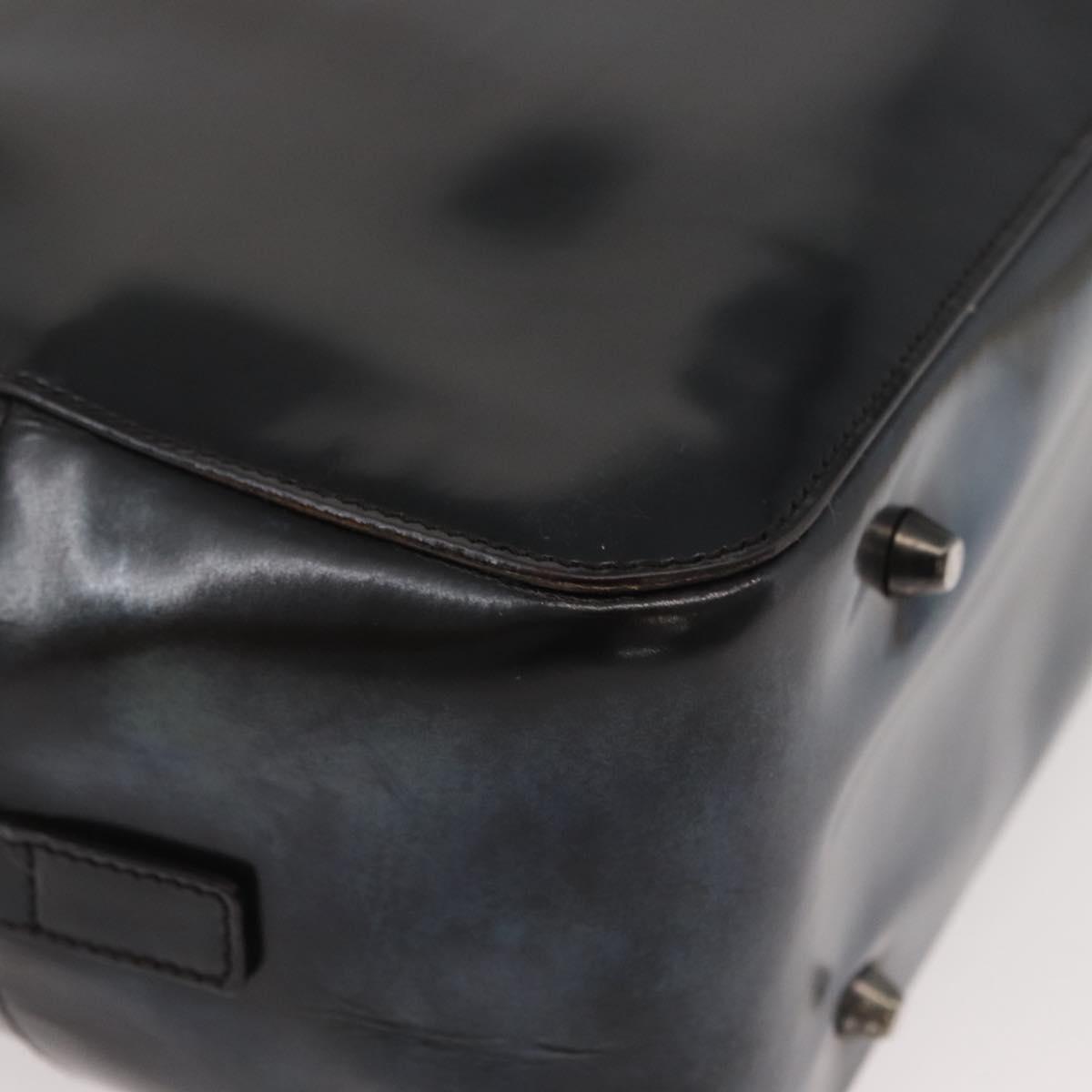 PRADA Hand Bag Patent leather Brown Silver Auth BAZ168
