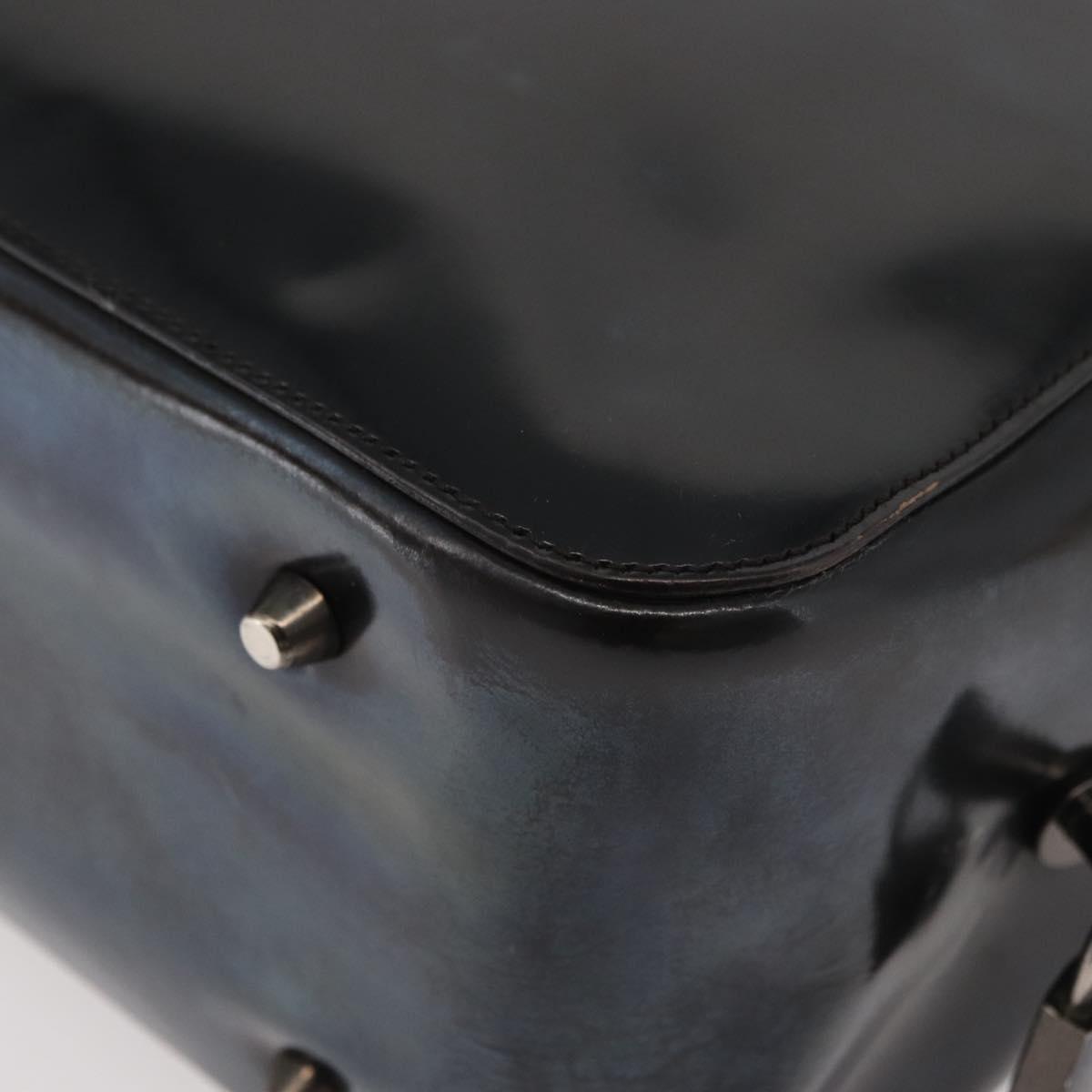 PRADA Hand Bag Patent leather Brown Silver Auth BAZ168