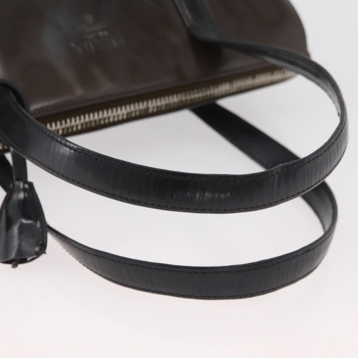 PRADA Hand Bag Patent leather Brown Silver Auth BAZ168