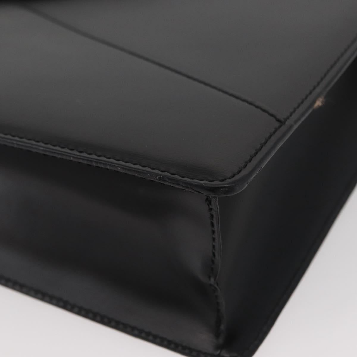 LOEWE Business Bag Leather Black Silver Auth BAZ175