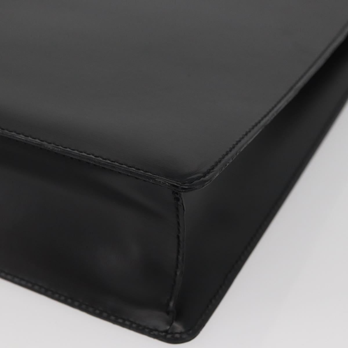 LOEWE Business Bag Leather Black Silver Auth BAZ175