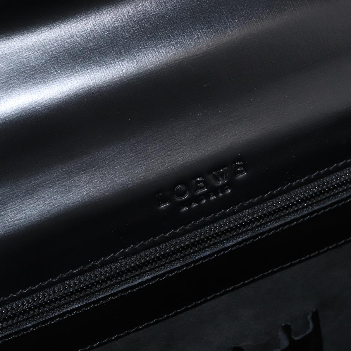 LOEWE Business Bag Leather Black Silver Auth BAZ175