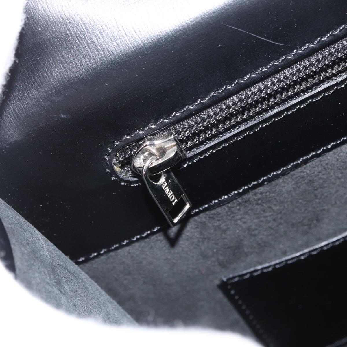 LOEWE Business Bag Leather Black Silver Auth BAZ175