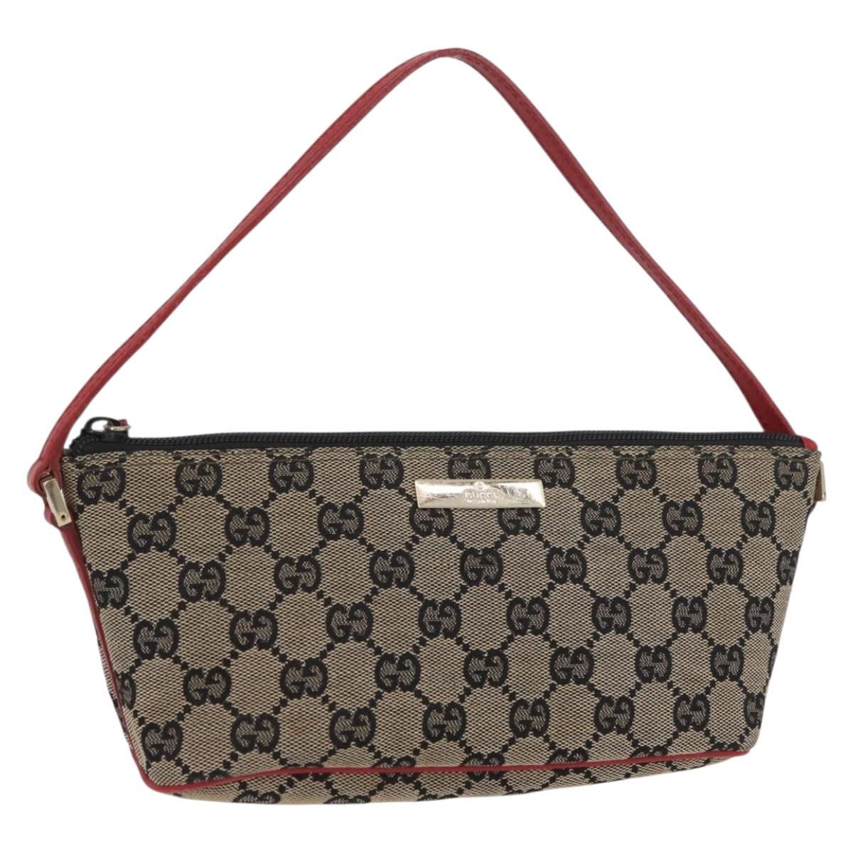 GUCCI GG Canvas Accessory Pouch Navy Gold 039 1103 Auth BAZ178A