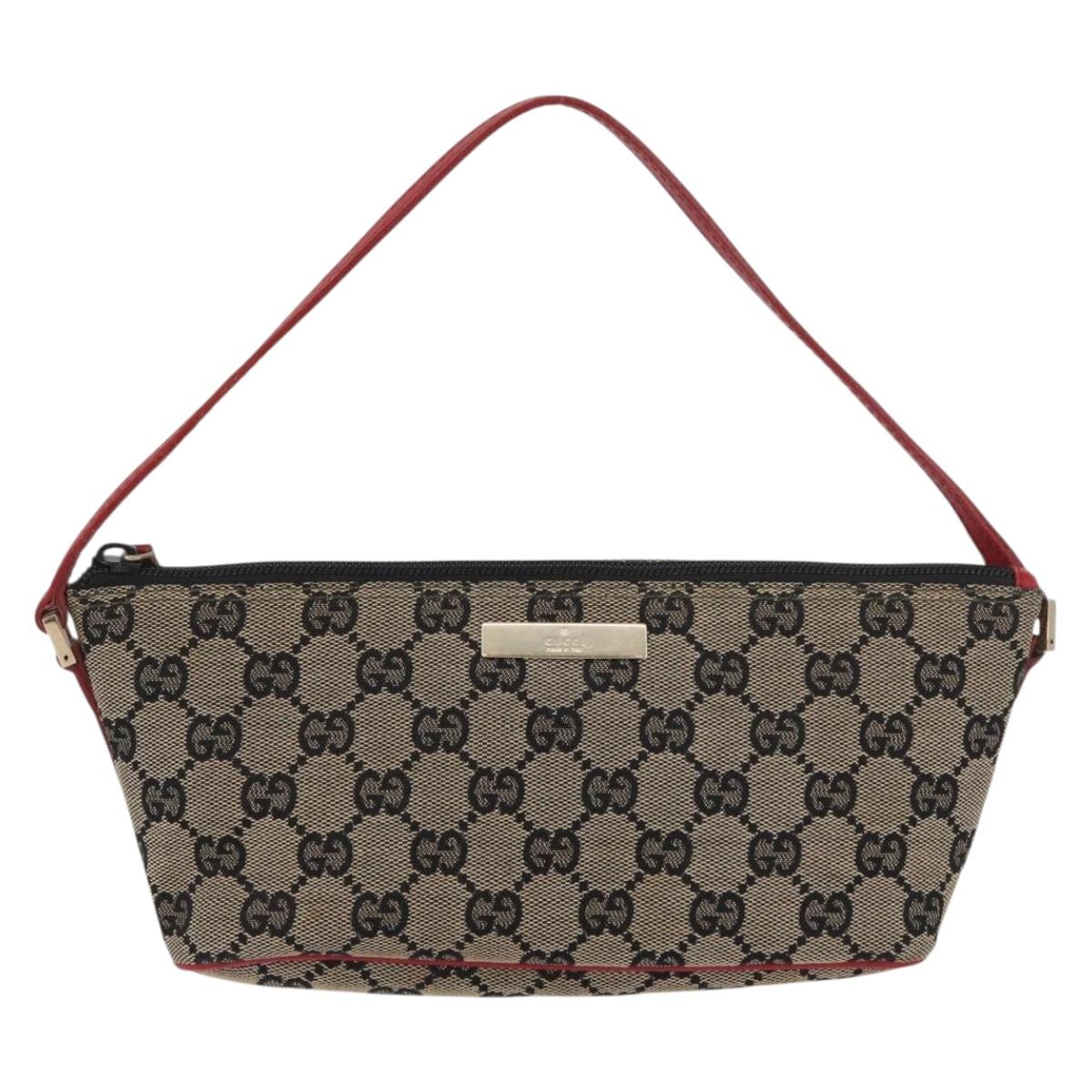 GUCCI GG Canvas Accessory Pouch Navy Gold 039 1103 Auth BAZ178A