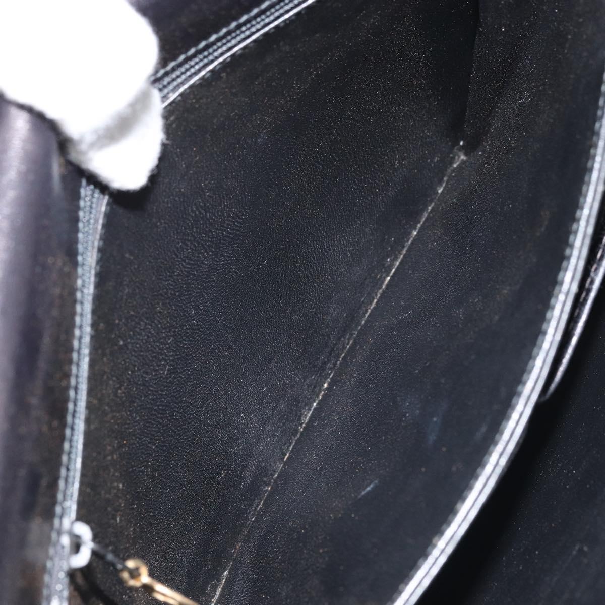 CELINE Horse Carriage Shoulder Bag Leather Black Gold Auth BAZ181