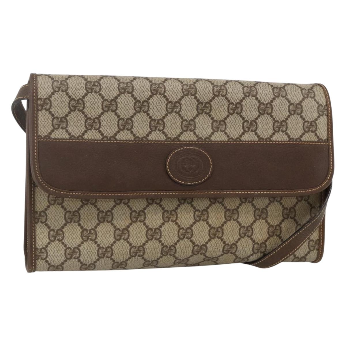 GUCCI GG Supreme Shoulder Bag PVC Beige Gold 004 58 0264 Auth BAZ182