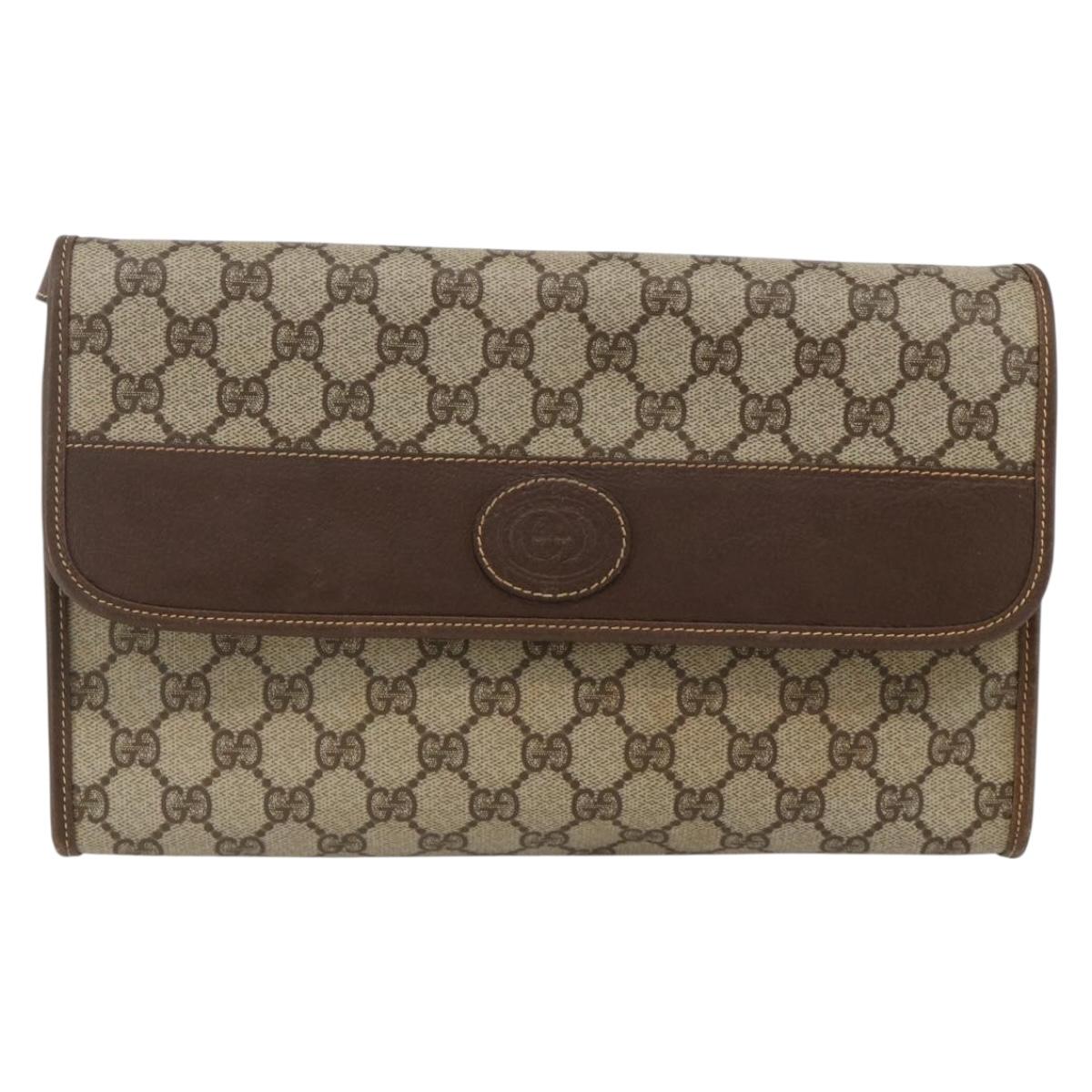 GUCCI GG Supreme Shoulder Bag PVC Beige Gold 004 58 0264 Auth BAZ182