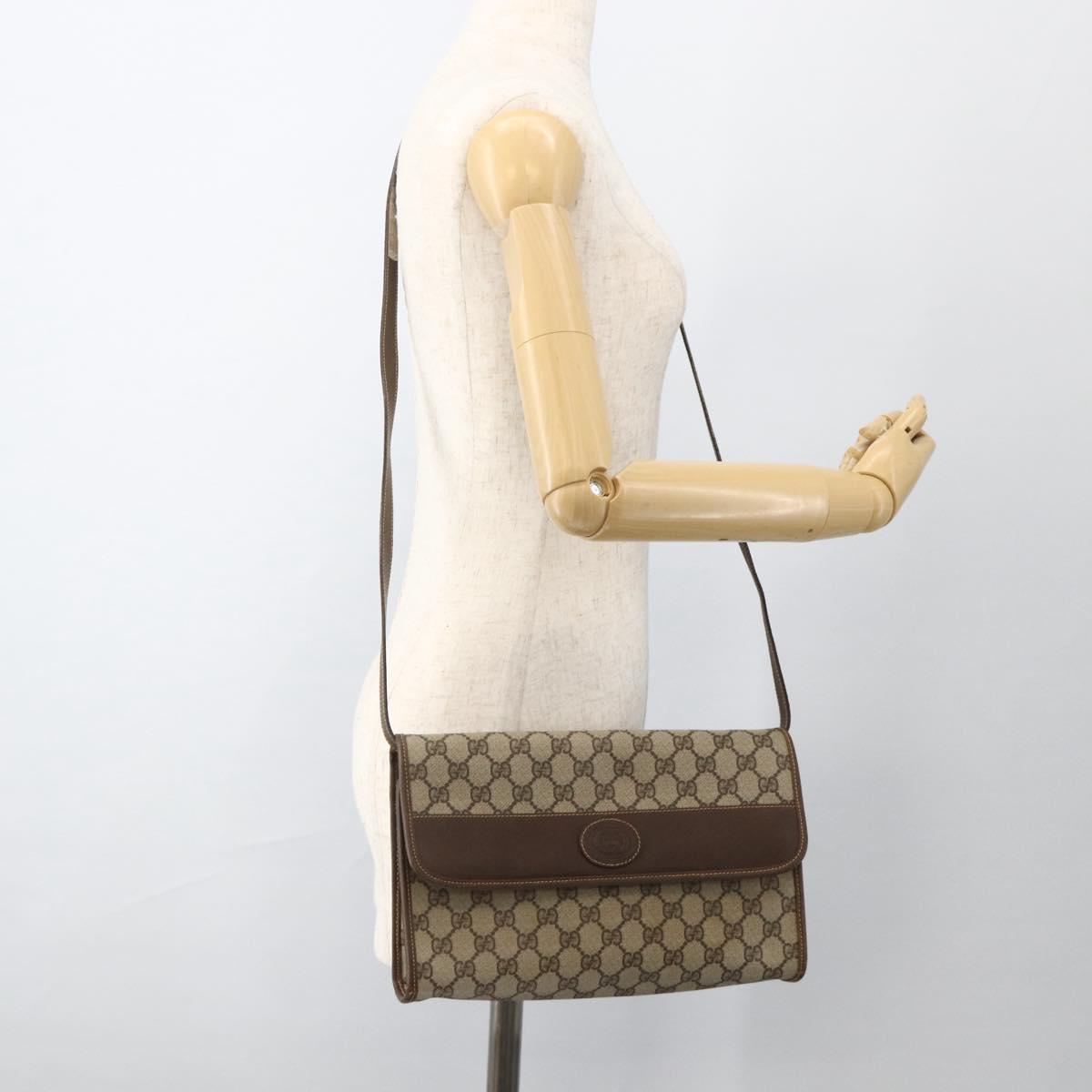 GUCCI GG Supreme Shoulder Bag PVC Beige Gold 004 58 0264 Auth BAZ182