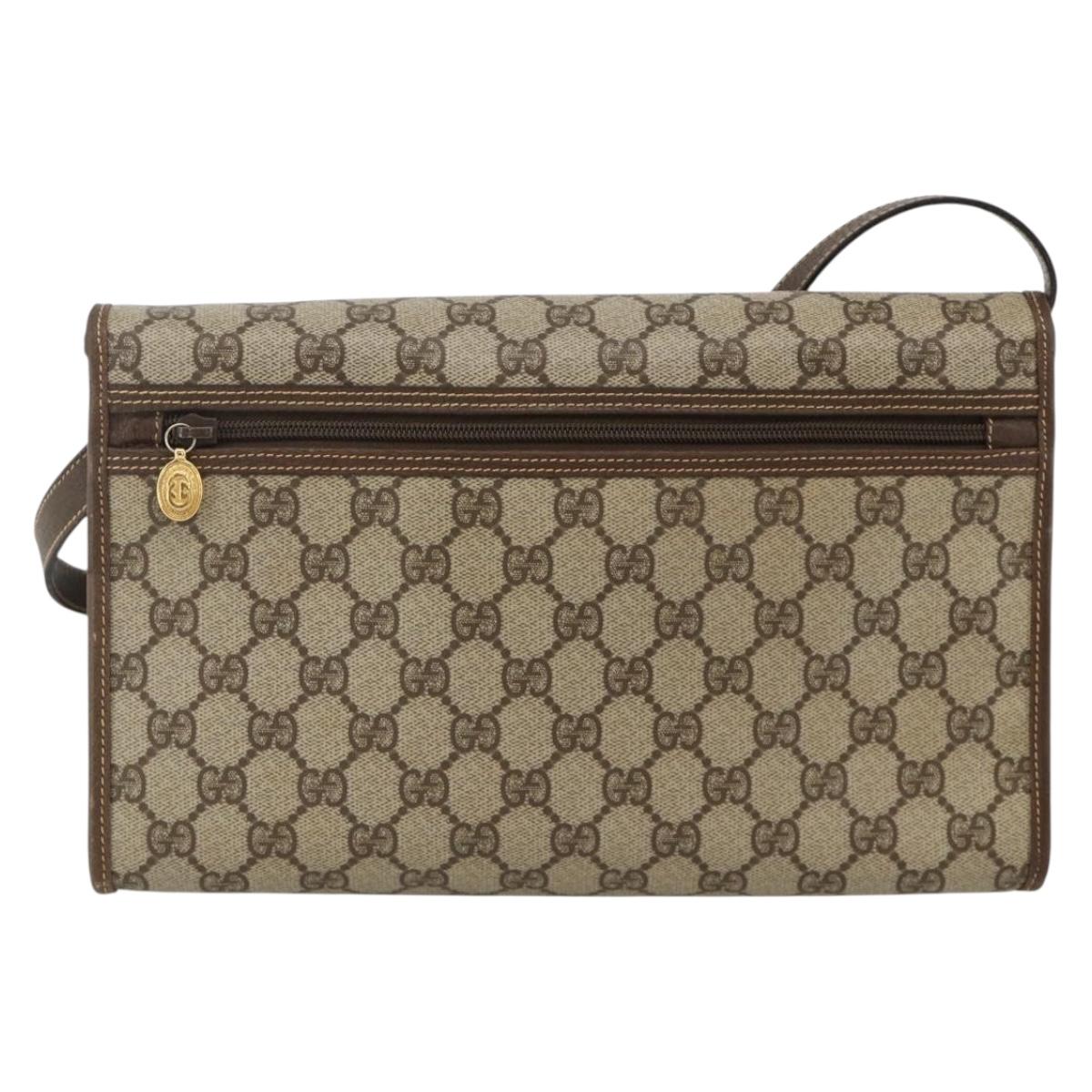 GUCCI GG Supreme Shoulder Bag PVC Beige Gold 004 58 0264 Auth BAZ182