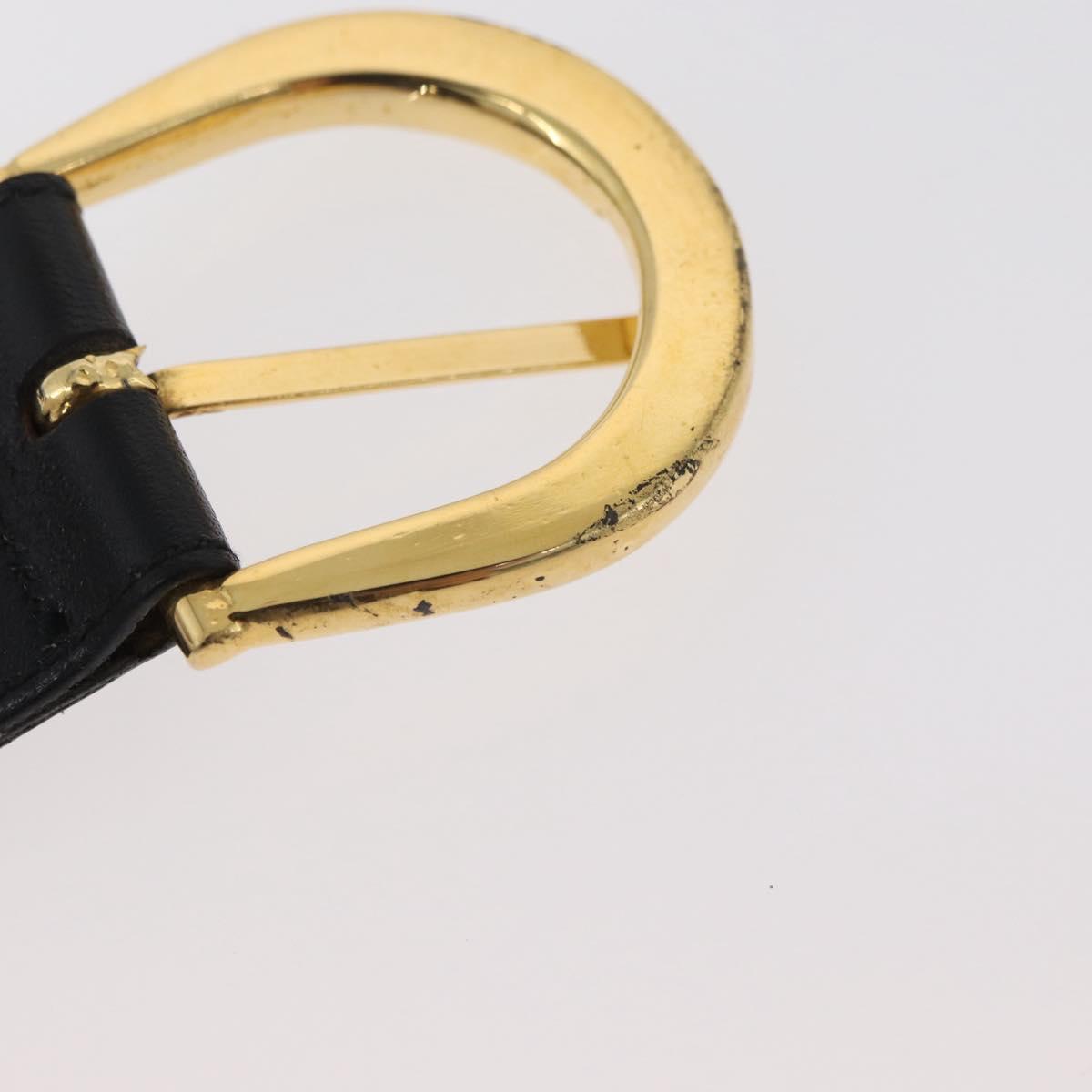 CELINE Belt Leather 31.9"" Black Gold Auth BAZ191A