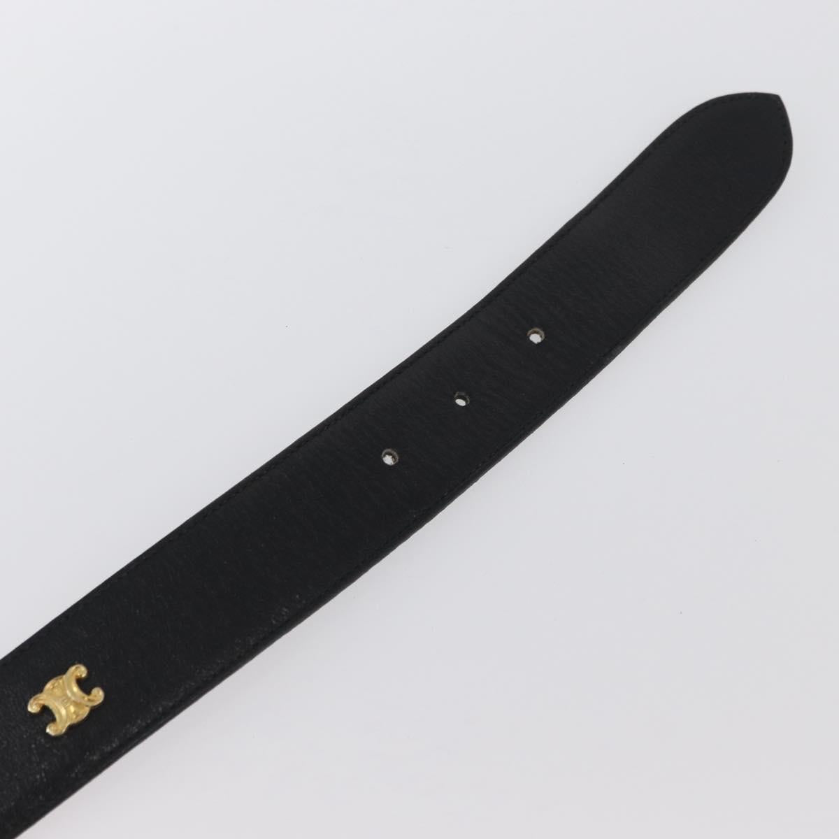 CELINE Belt Leather 31.9"" Black Gold Auth BAZ191A
