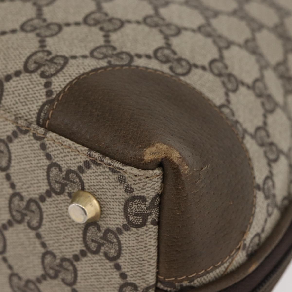 GUCCI GG Supreme Hand Bag PVC Beige Gold Auth BAZ197