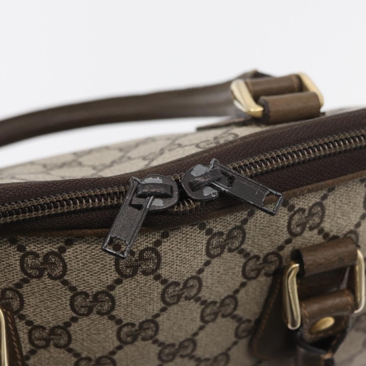GUCCI GG Supreme Hand Bag PVC Beige Gold Auth BAZ197