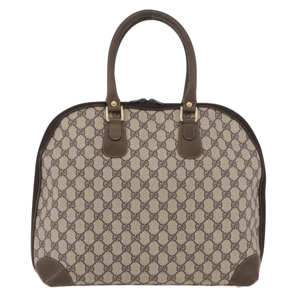 GUCCI GG Supreme Hand Bag PVC Beige Gold Auth BAZ197