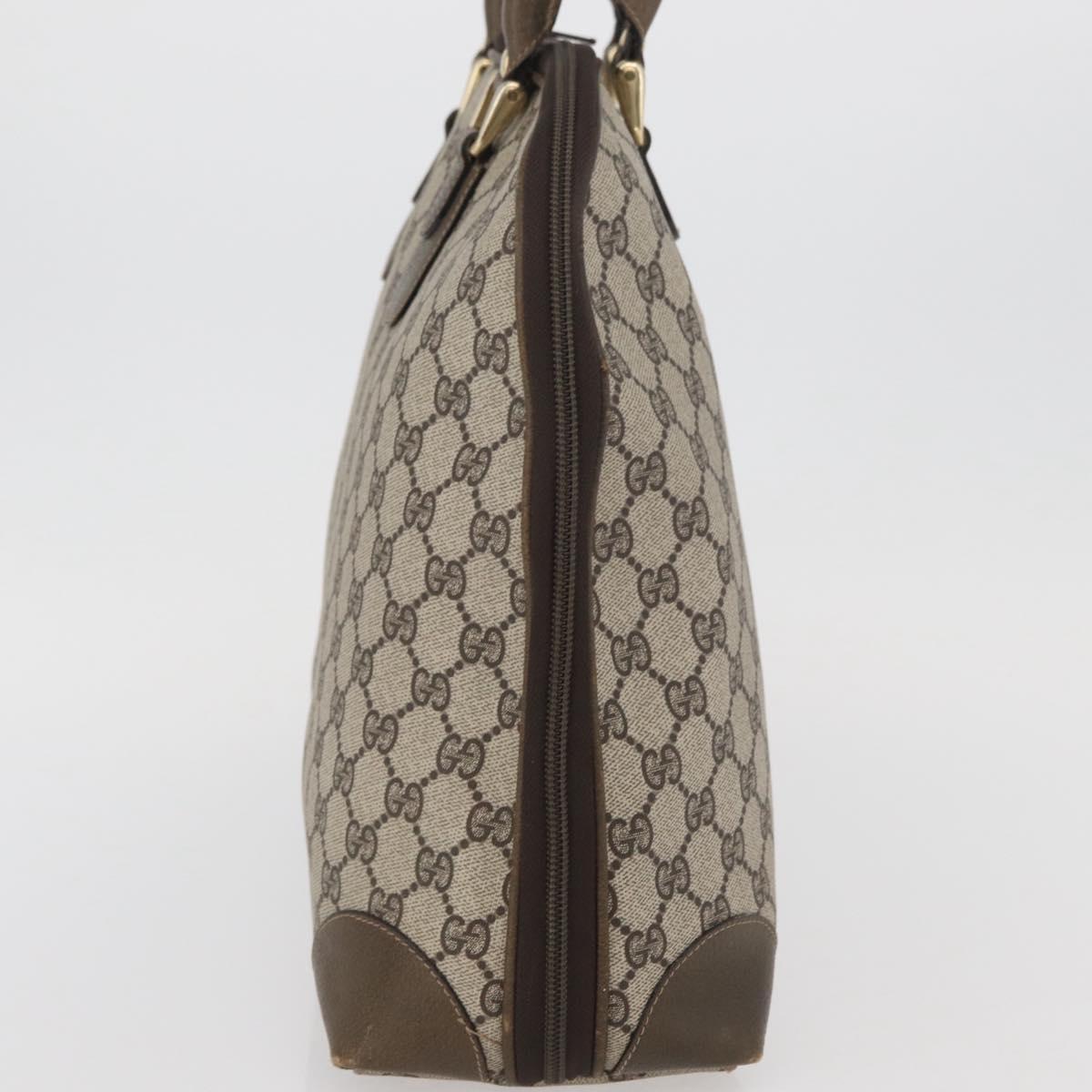GUCCI GG Supreme Hand Bag PVC Beige Gold Auth BAZ197