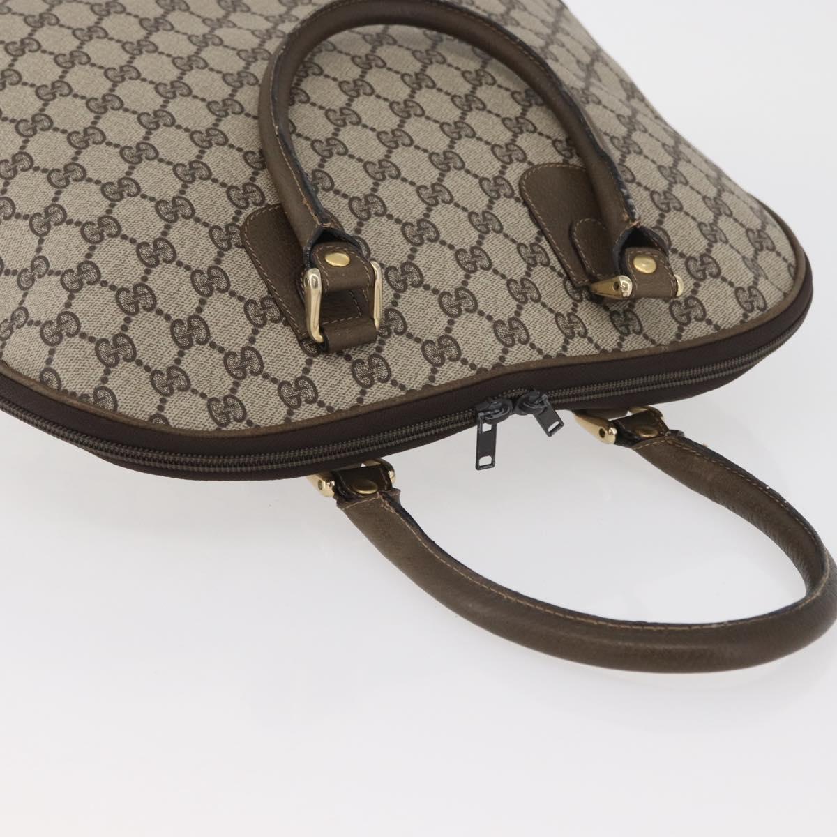GUCCI GG Supreme Hand Bag PVC Beige Gold Auth BAZ197