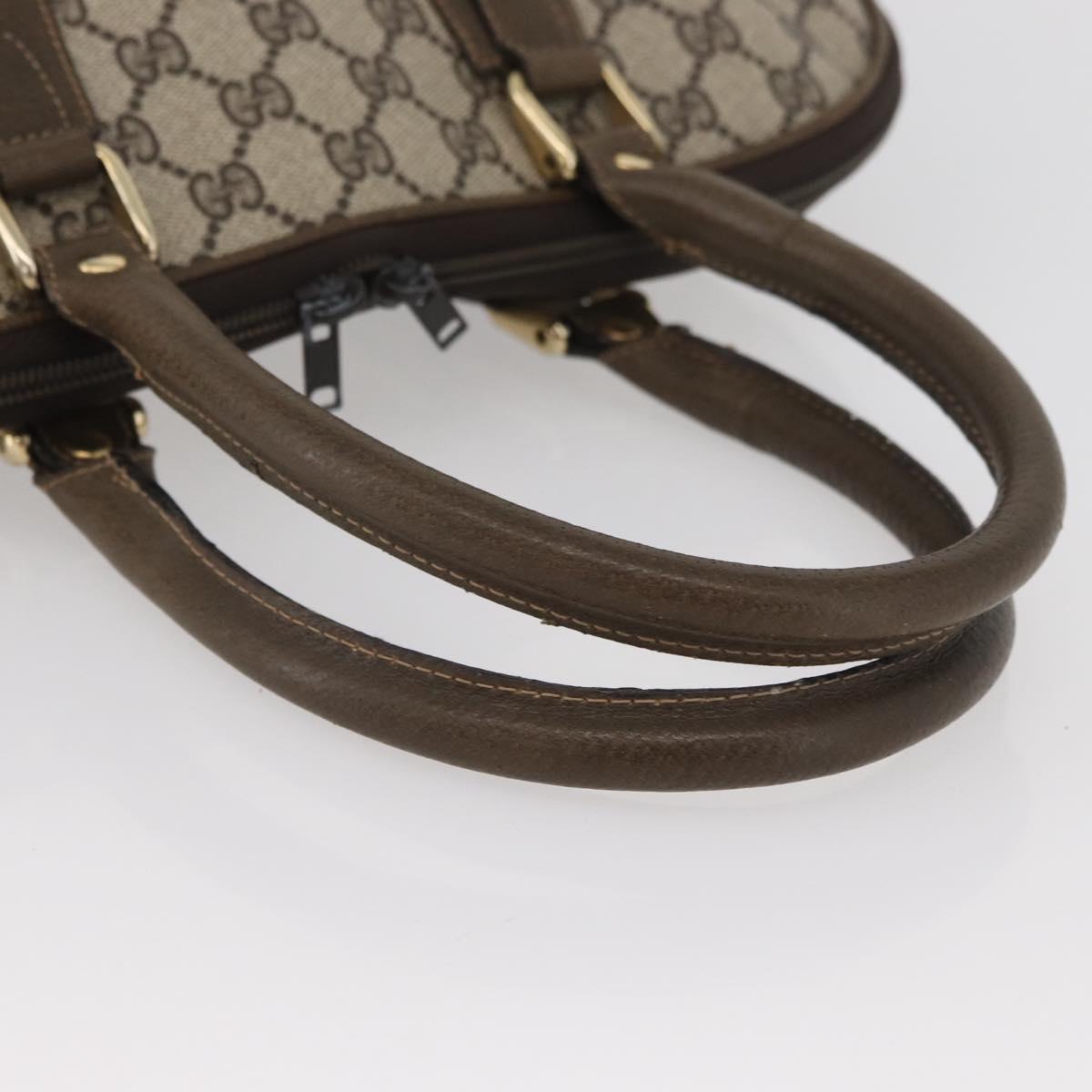 GUCCI GG Supreme Hand Bag PVC Beige Gold Auth BAZ197