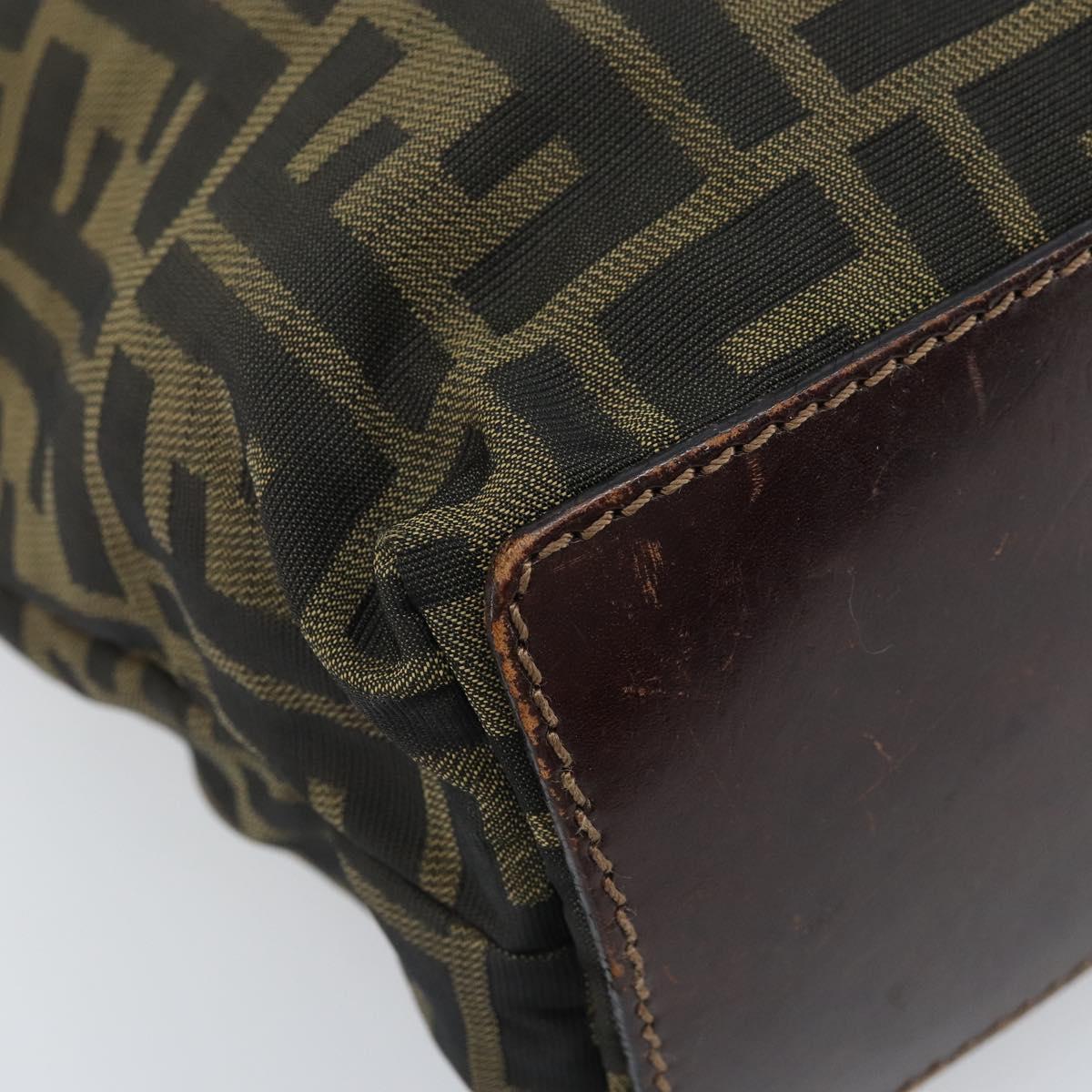 FENDI Zucca Canvas Hand Bag Black Brown Auth BAZ200