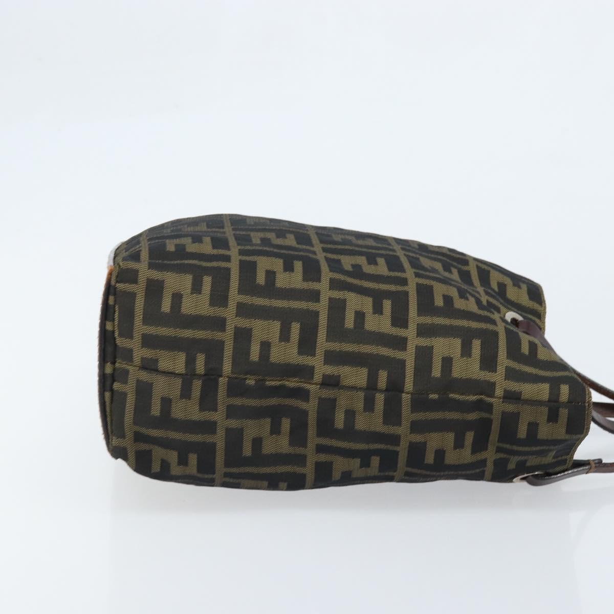 FENDI Zucca Canvas Hand Bag Black Brown Auth BAZ200