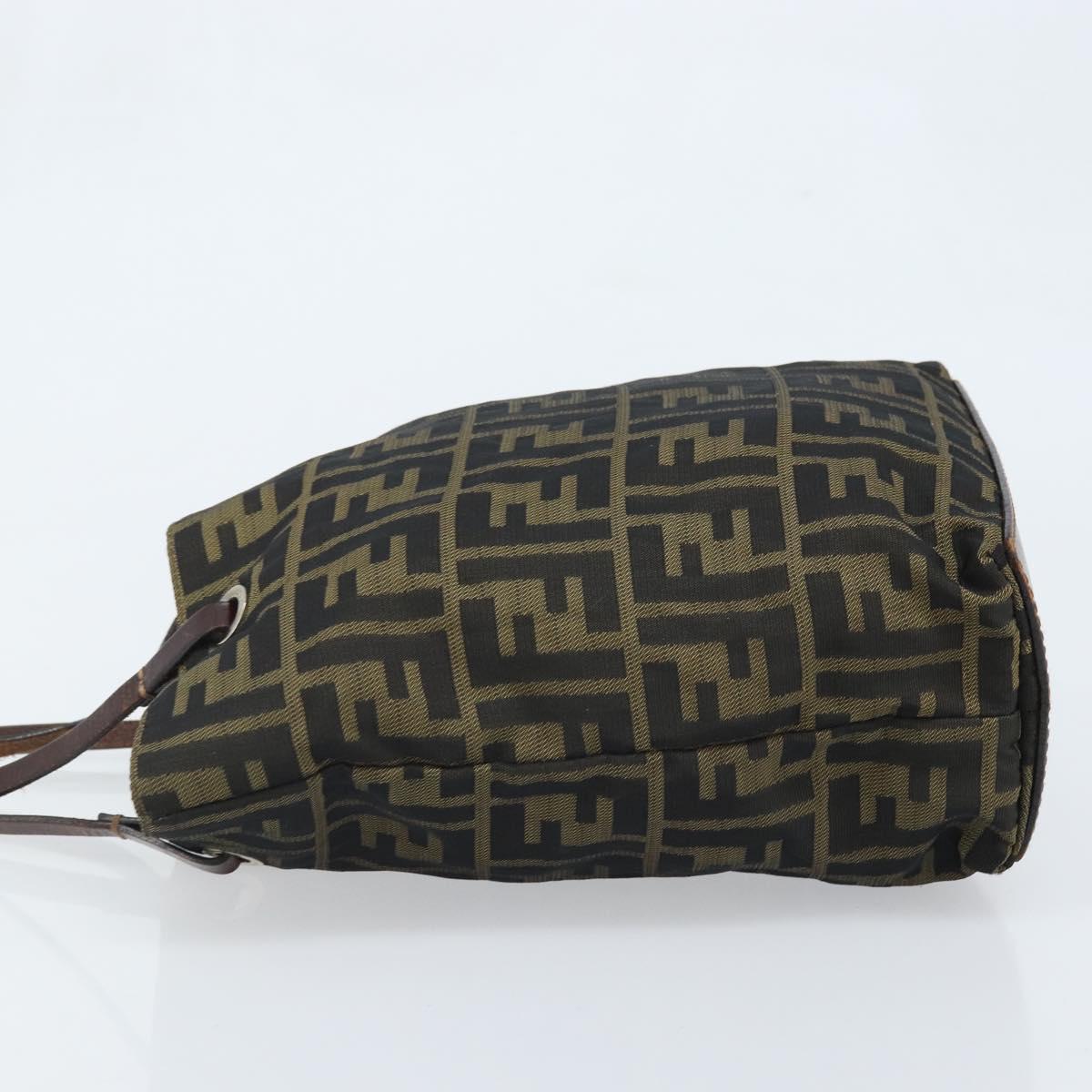 FENDI Zucca Canvas Hand Bag Black Brown Auth BAZ200