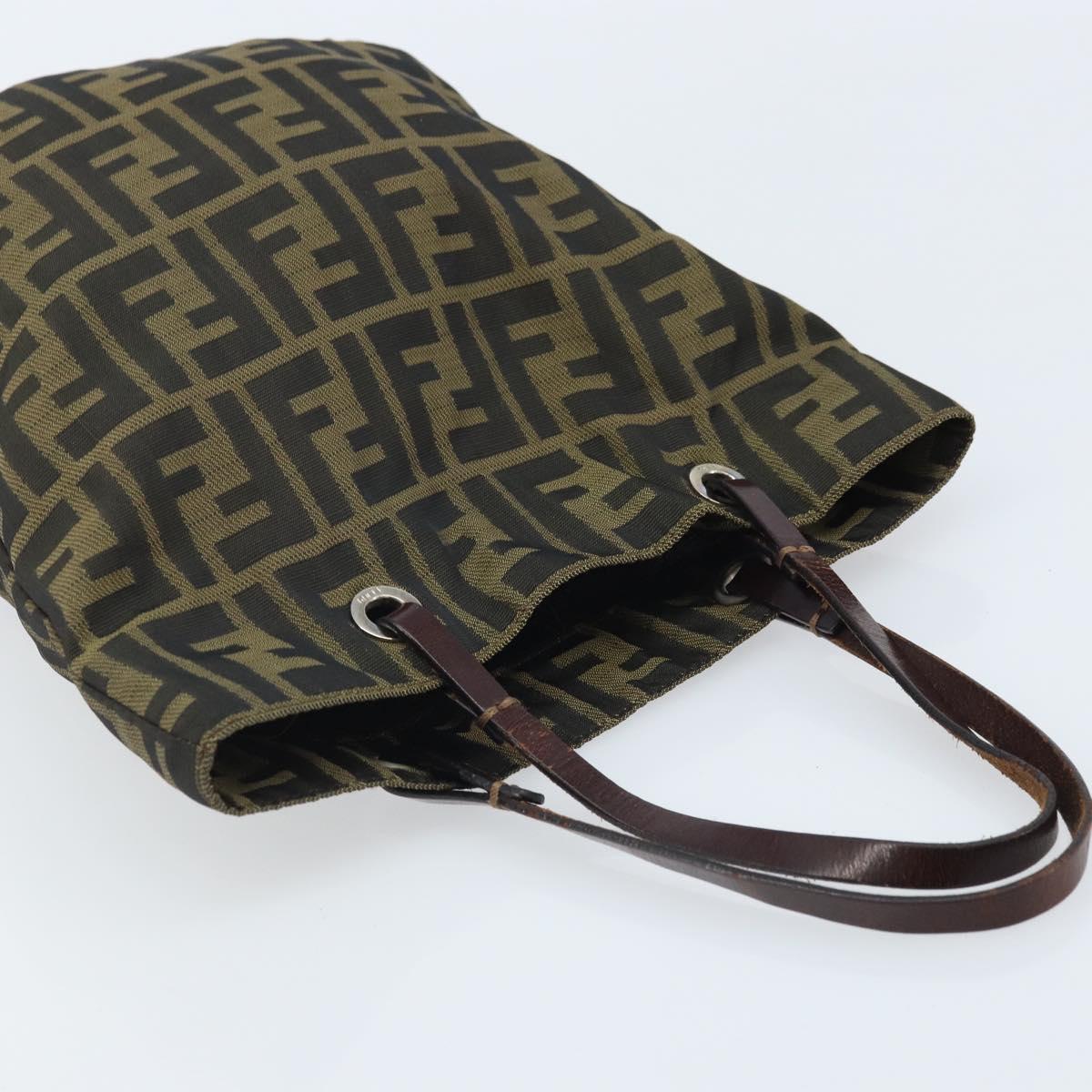 FENDI Zucca Canvas Hand Bag Black Brown Auth BAZ200