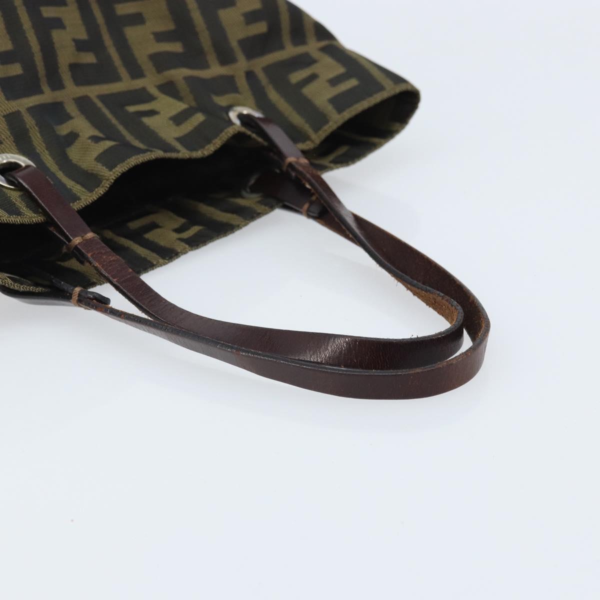 FENDI Zucca Canvas Hand Bag Black Brown Auth BAZ200