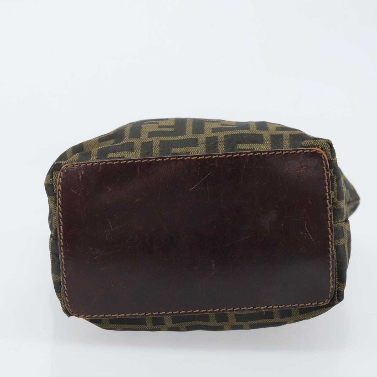 FENDI Zucca Canvas Hand Bag Black Brown Auth BAZ200