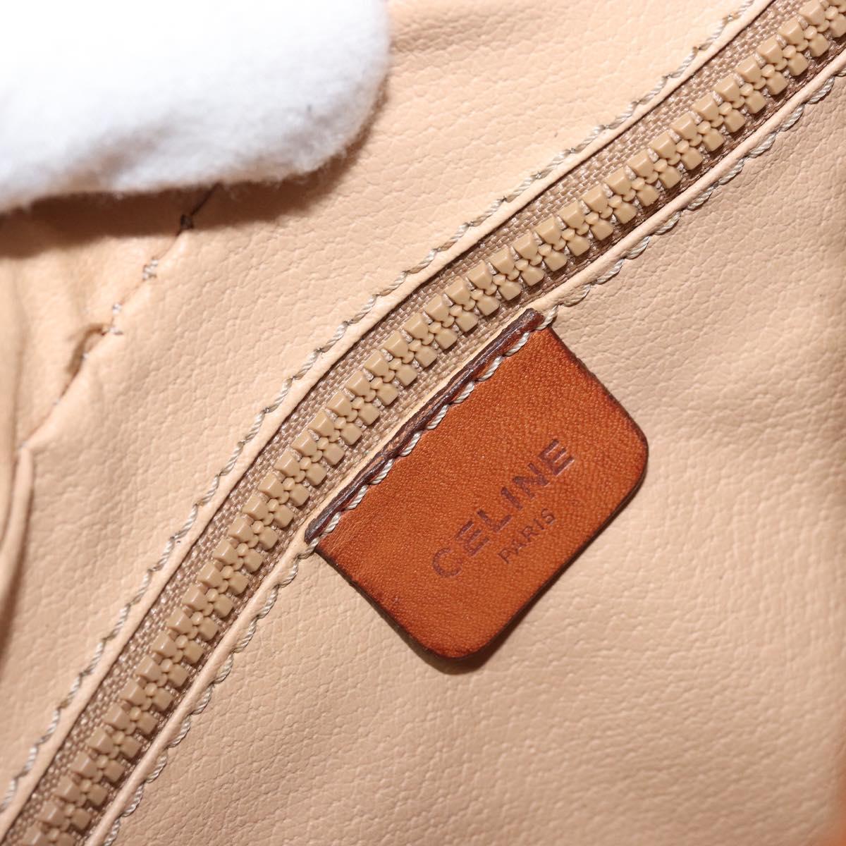 CELINE Macadam Canvas Shoulder Bag PVC Beige Gold Auth BAZ201A