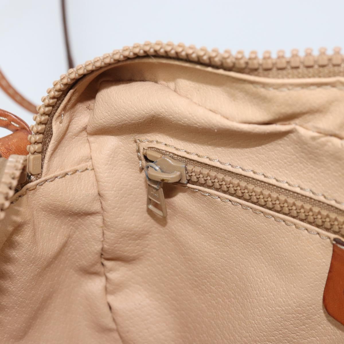 CELINE Macadam Canvas Shoulder Bag PVC Beige Gold Auth BAZ201A