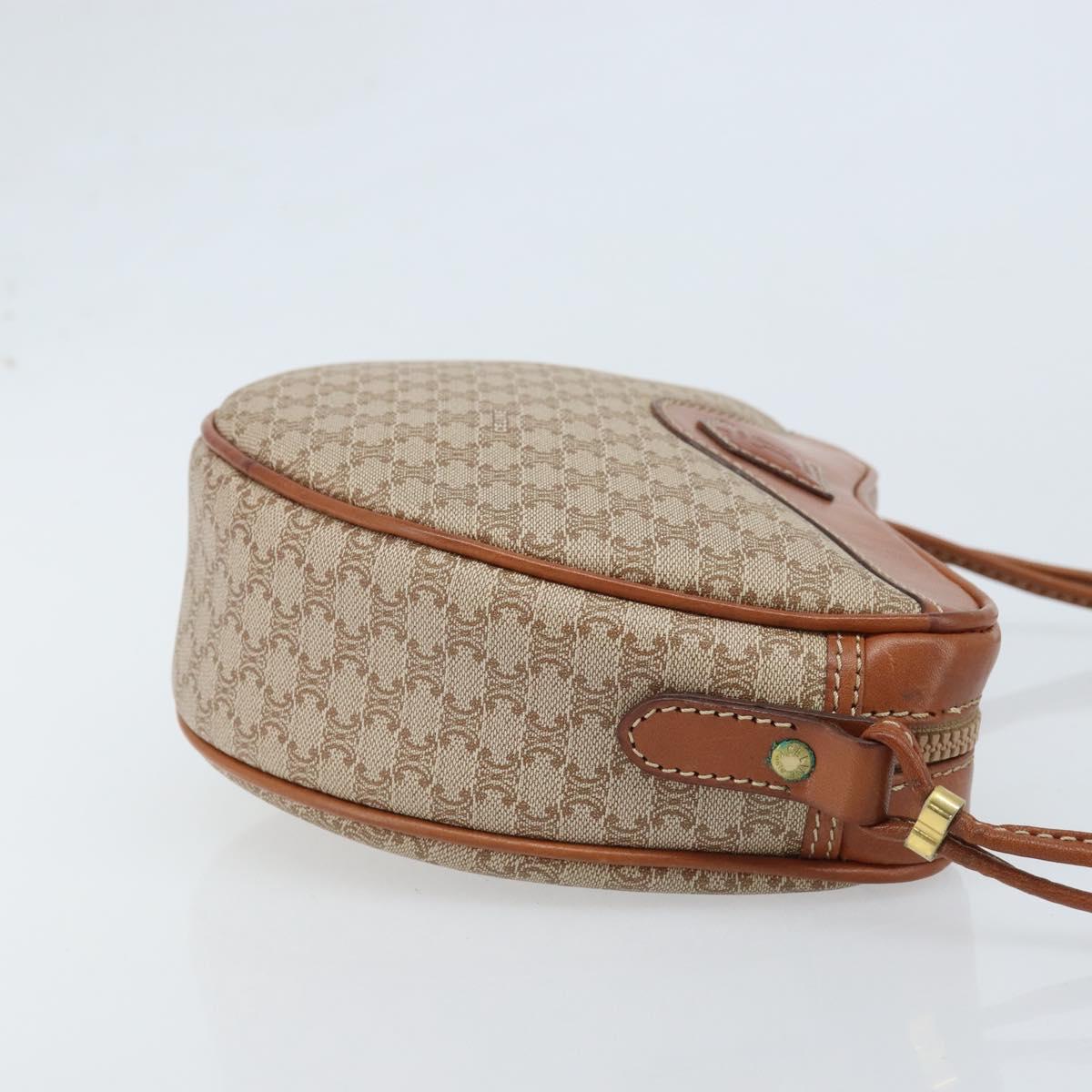 CELINE Macadam Canvas Shoulder Bag PVC Beige Gold Auth BAZ201A