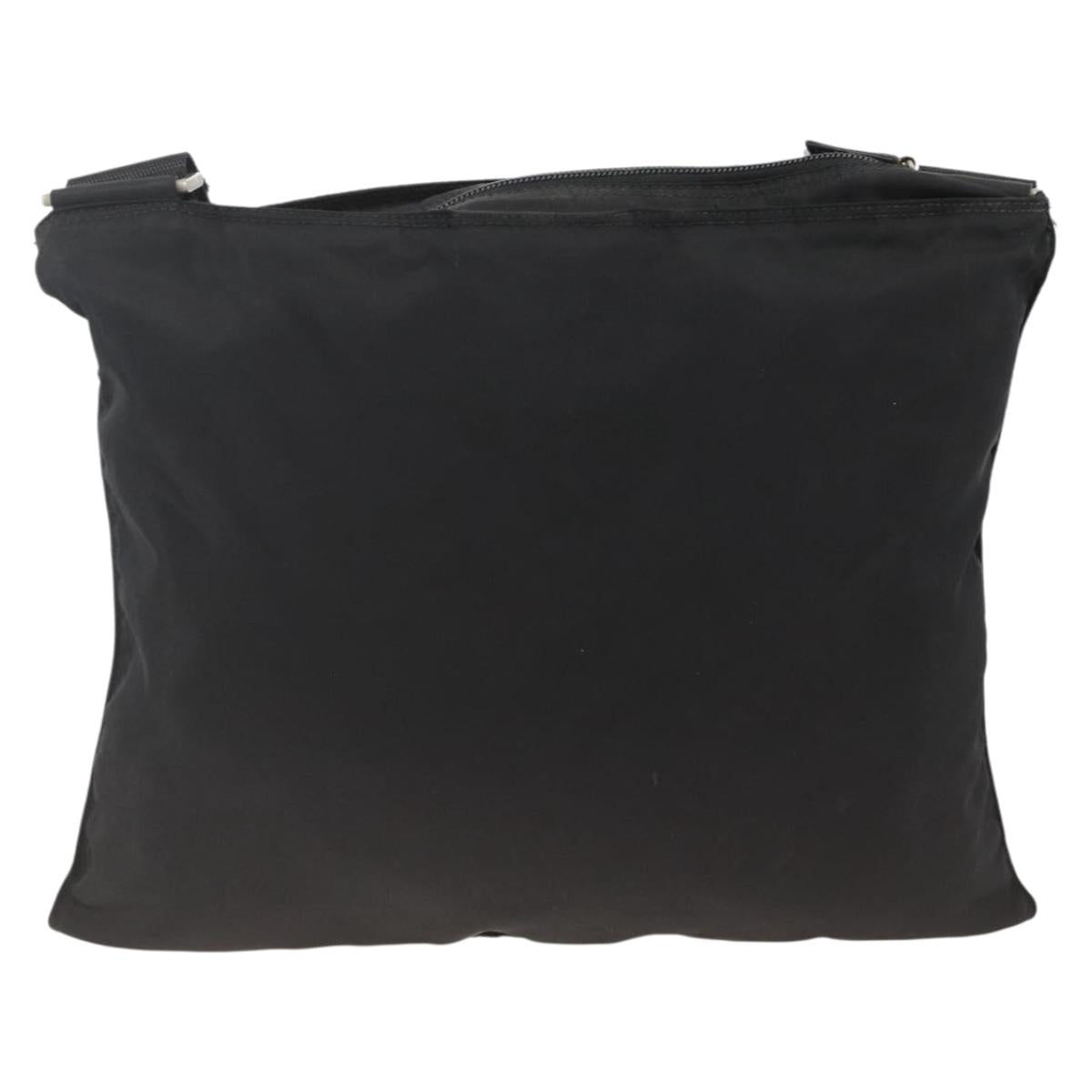 PRADA Shoulder Bag Nylon Black Silver Auth BAZ203A