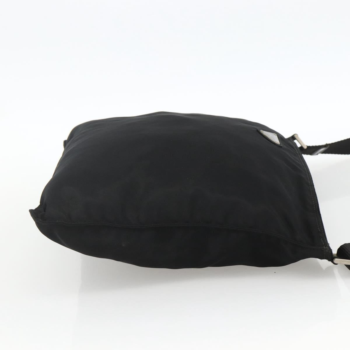 PRADA Shoulder Bag Nylon Black Silver Auth BAZ203A