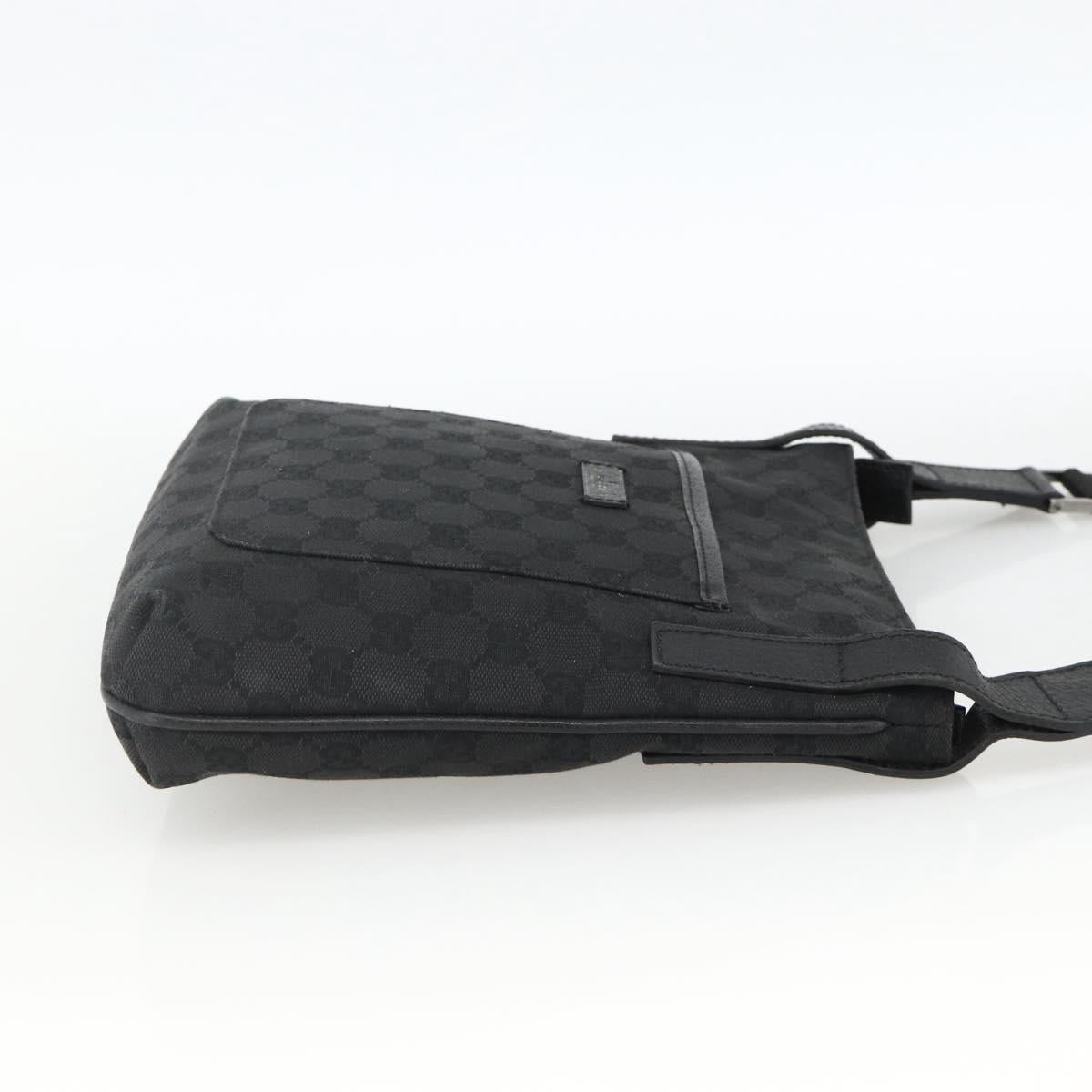 GUCCI GG Canvas Shoulder Bag Black Silver 122793 Auth BAZ206A