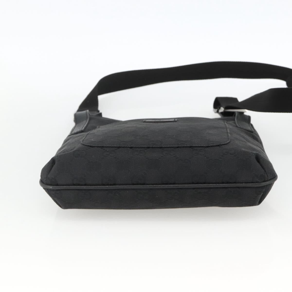 GUCCI GG Canvas Shoulder Bag Black Silver 122793 Auth BAZ206A