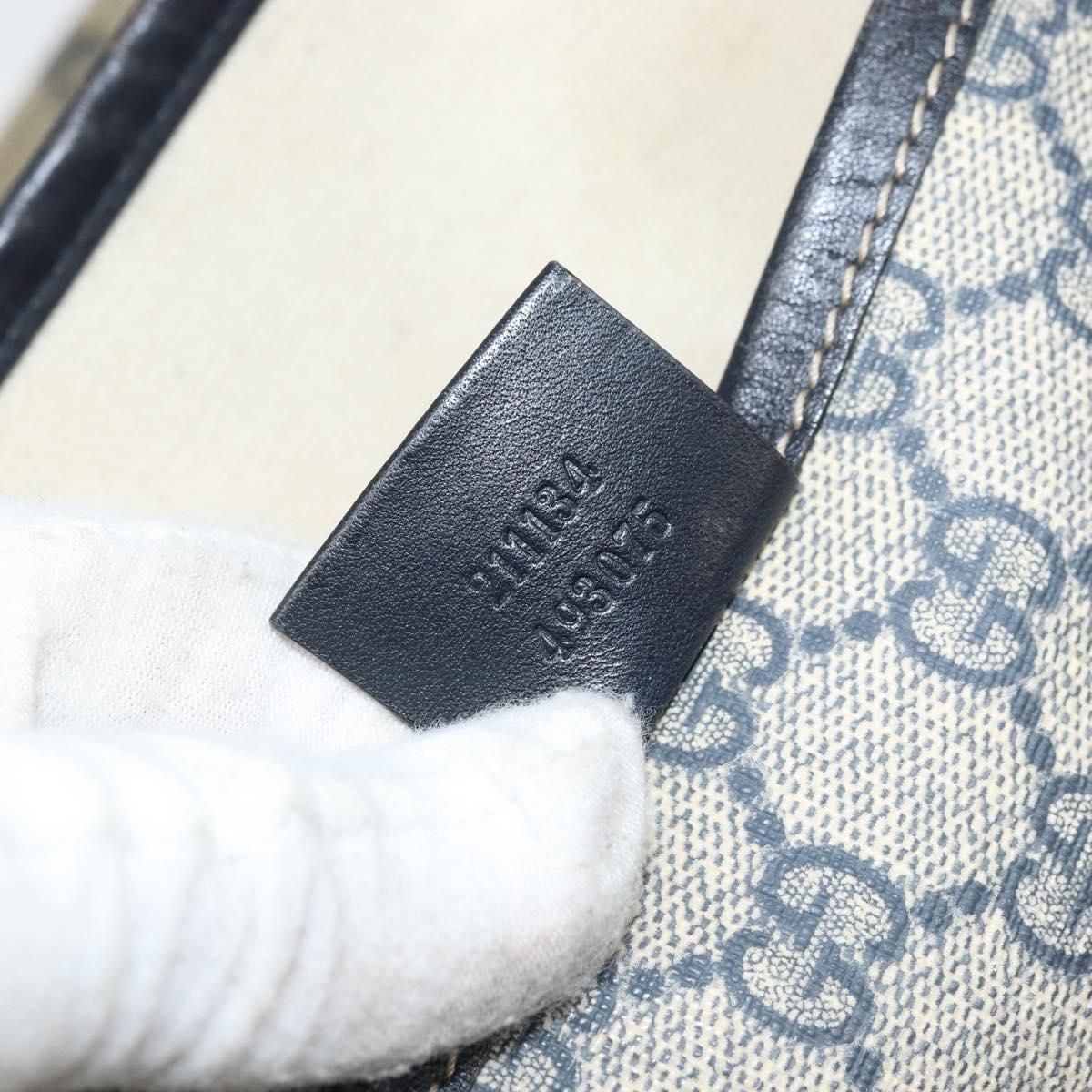 GUCCI GG Supreme Sherry Line Tote Bag PVC Navy Silver 211134 Auth BAZ208