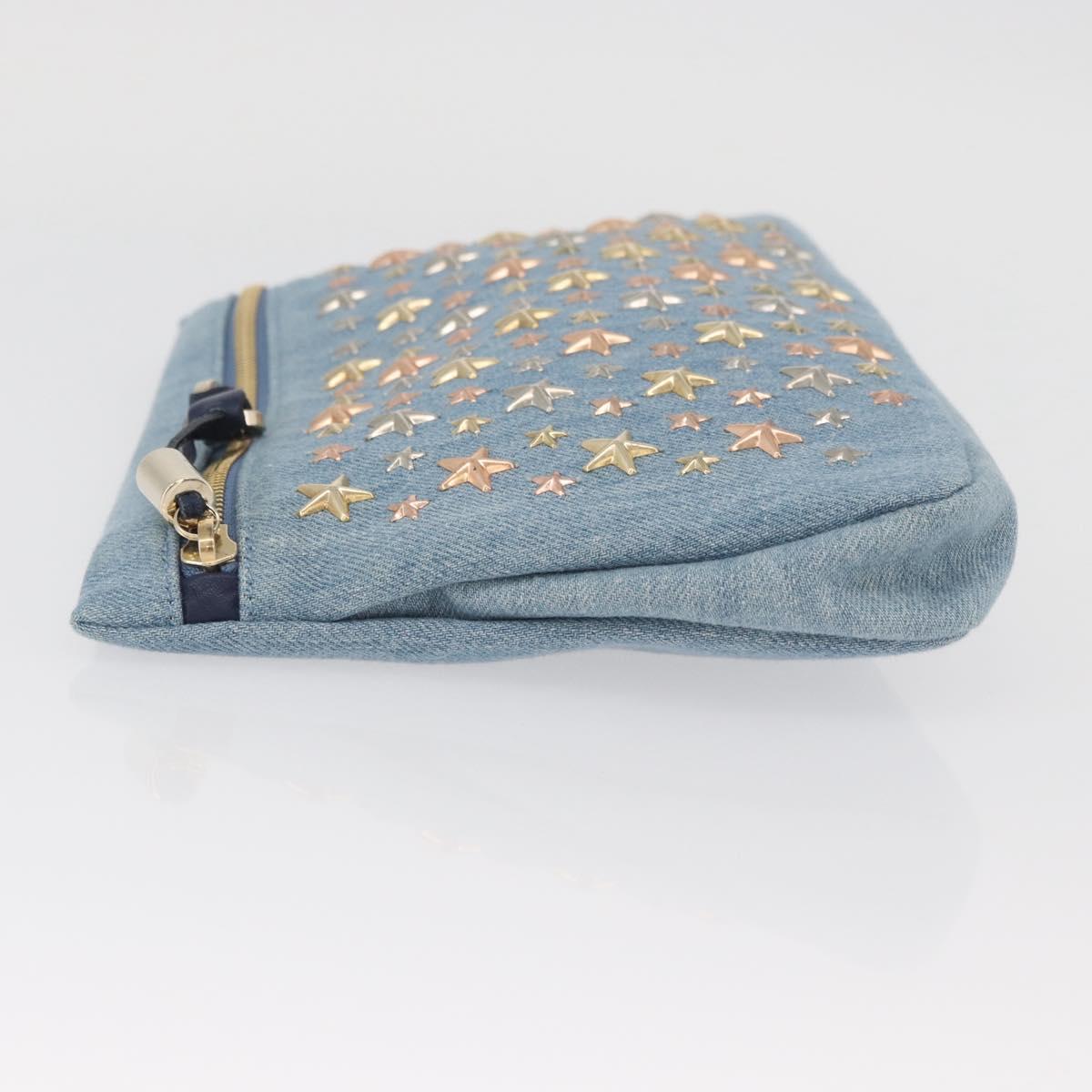 Jimmy Choo Studs Clutch Bag Denim Blue Auth BAZ213A