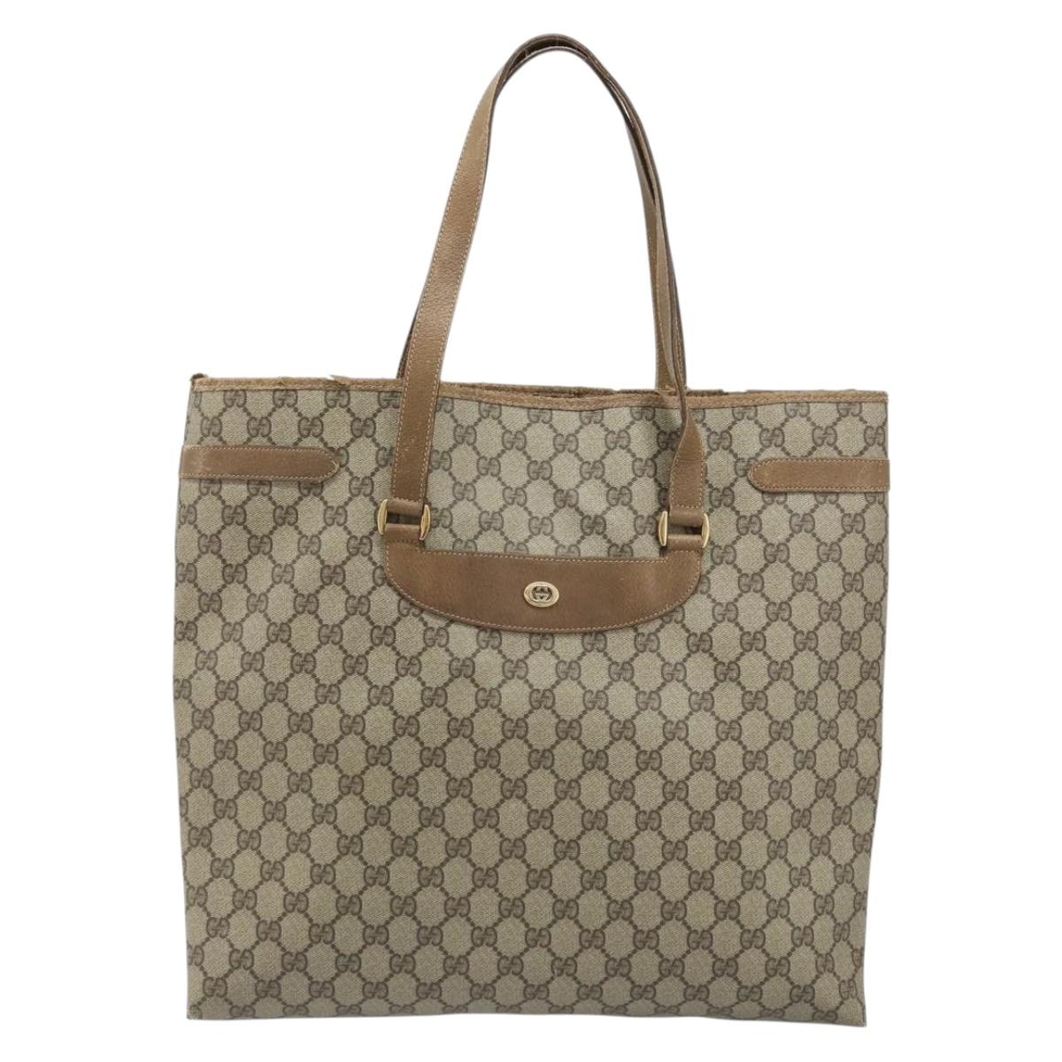 GUCCI GG Supreme Tote Bag PVC Beige Gold 39 02 061 Auth BAZ223