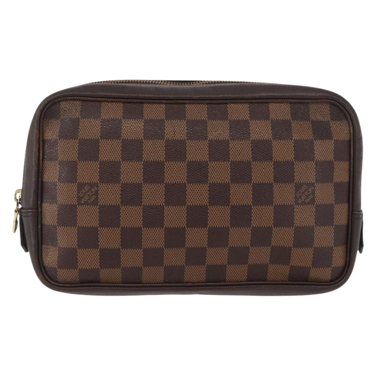 LOUIS VUITTON Damier Ebene Trousse Toilette 25 Clutch Bag N47624 LV Auth BAZ229
